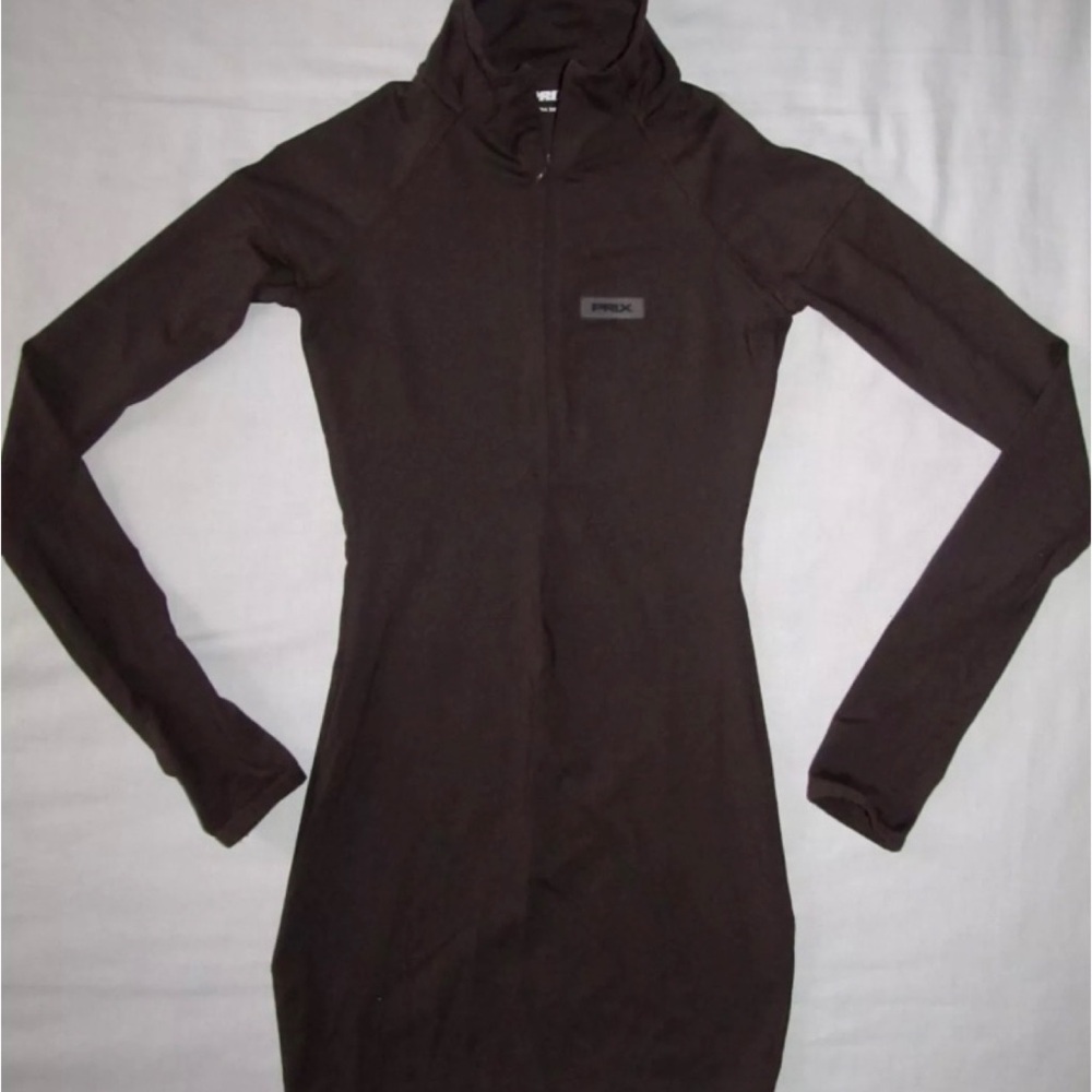 PRIX Knight V2 Duck Brown Mini Dress Front Zip Womens Size Extra Small XS